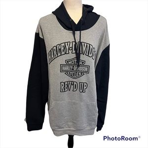Harley Davidson Men’s Gray/Black Logo Hoodie, Size 3XL (slim). EC.